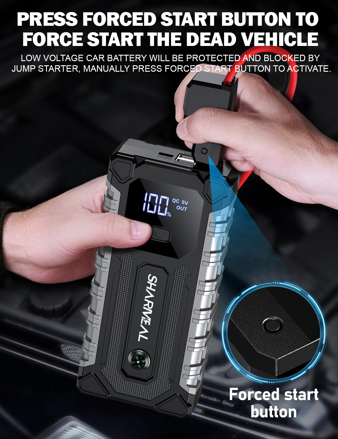 7000A 12V Portable Jump Starter with LED Light Y2528