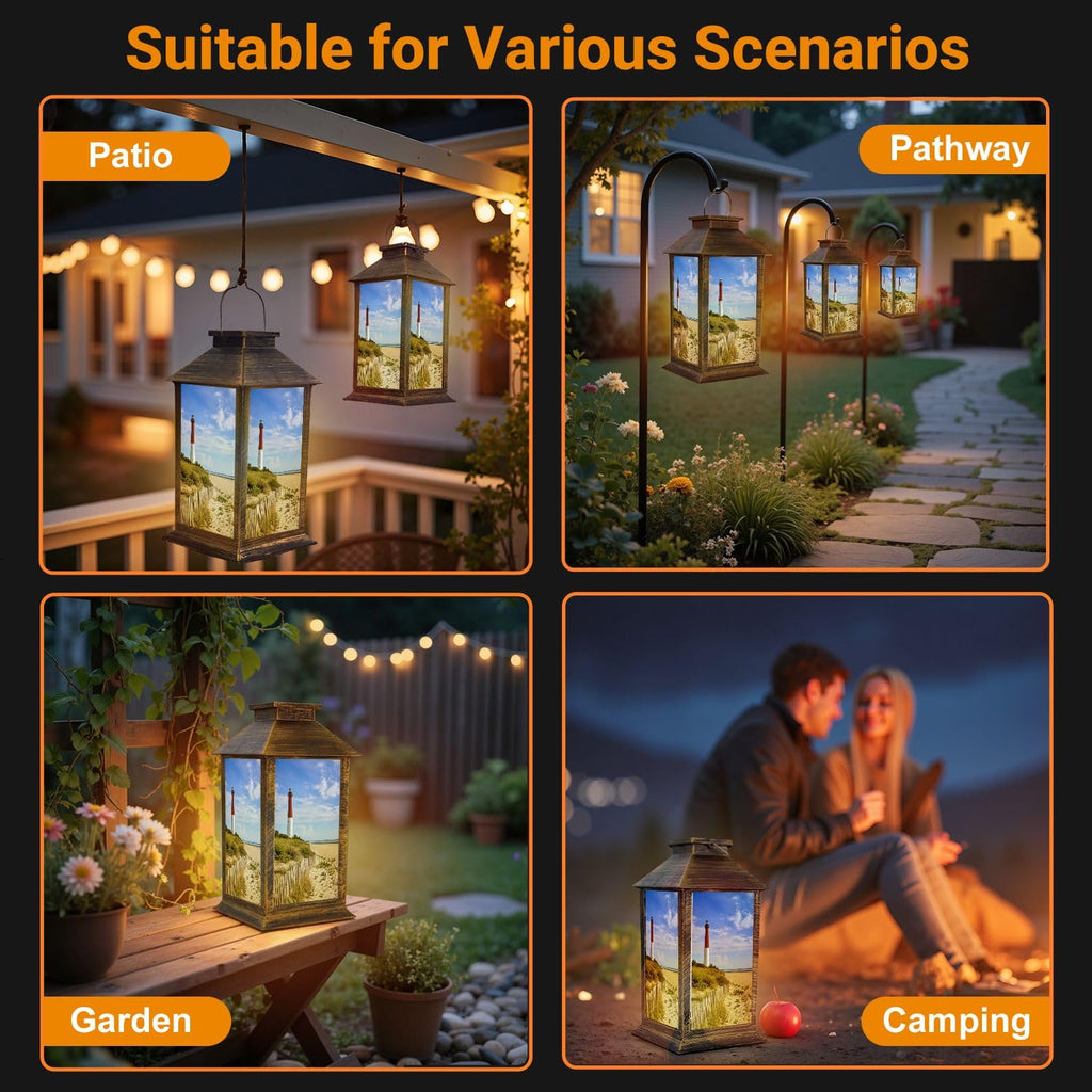 Solar Lantern Outdoor Waterproof LED Hanging Tabletop Lamp O3703