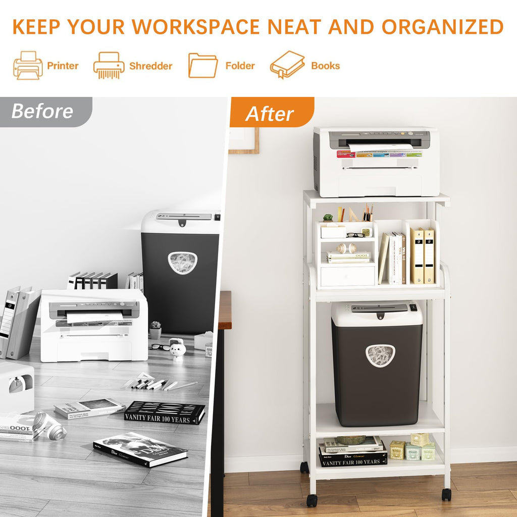 4-Tier Printer Stand with Storage Shelf Z16345