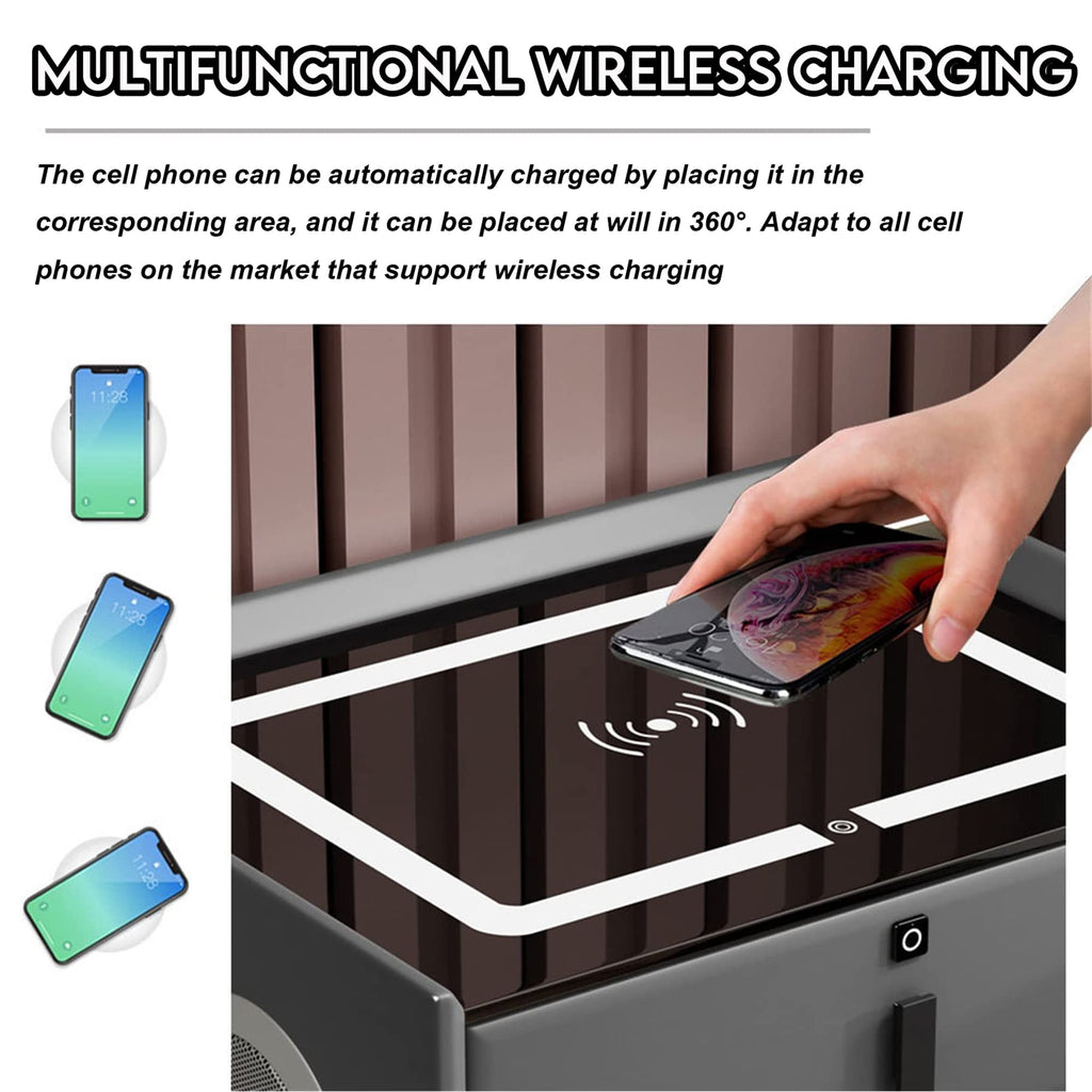 Pink 3 Drawer Nightstand with Charging Station and Speakers L9820