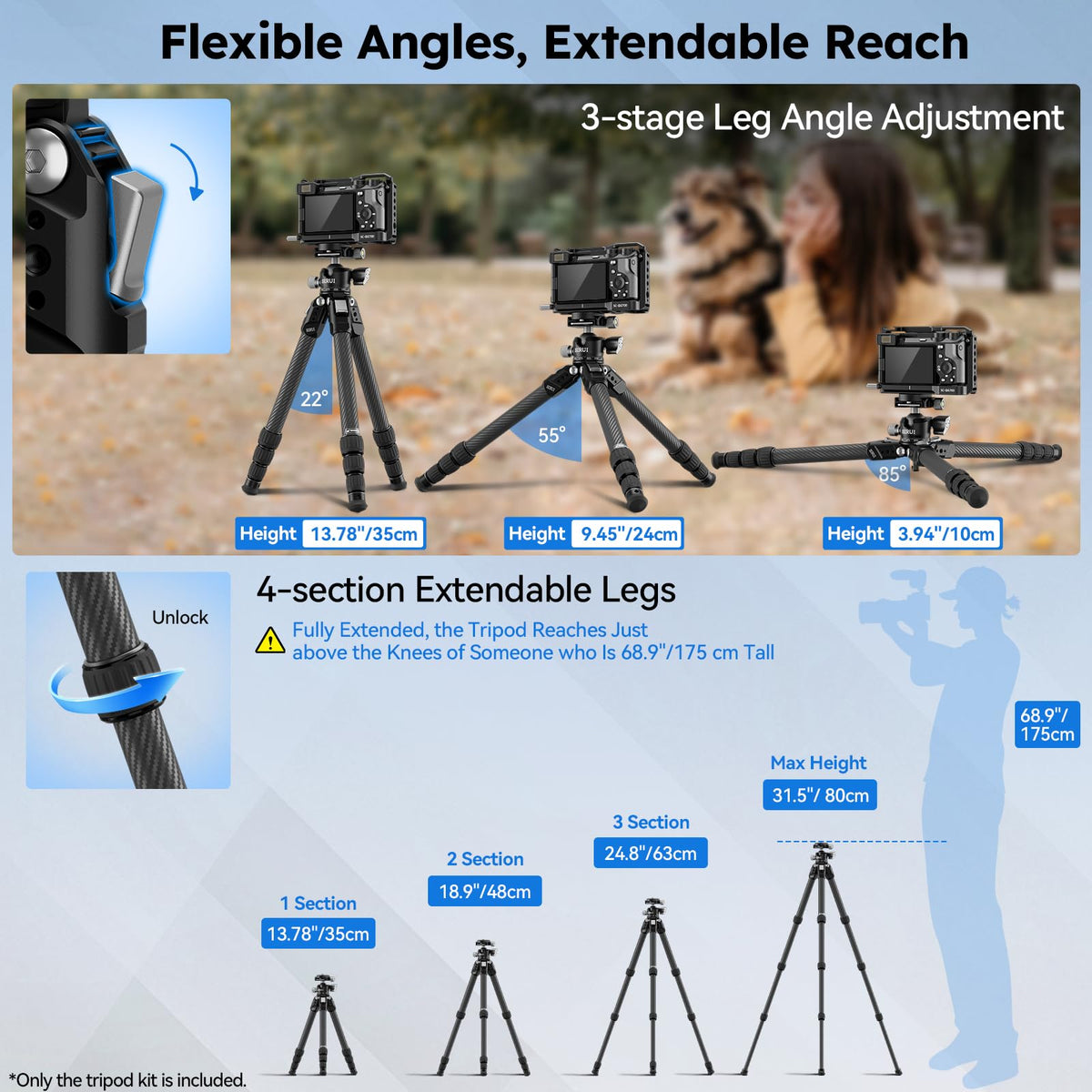 Carbon Fiber Mini Desktop Tripod with 360° Ball Head E430250
