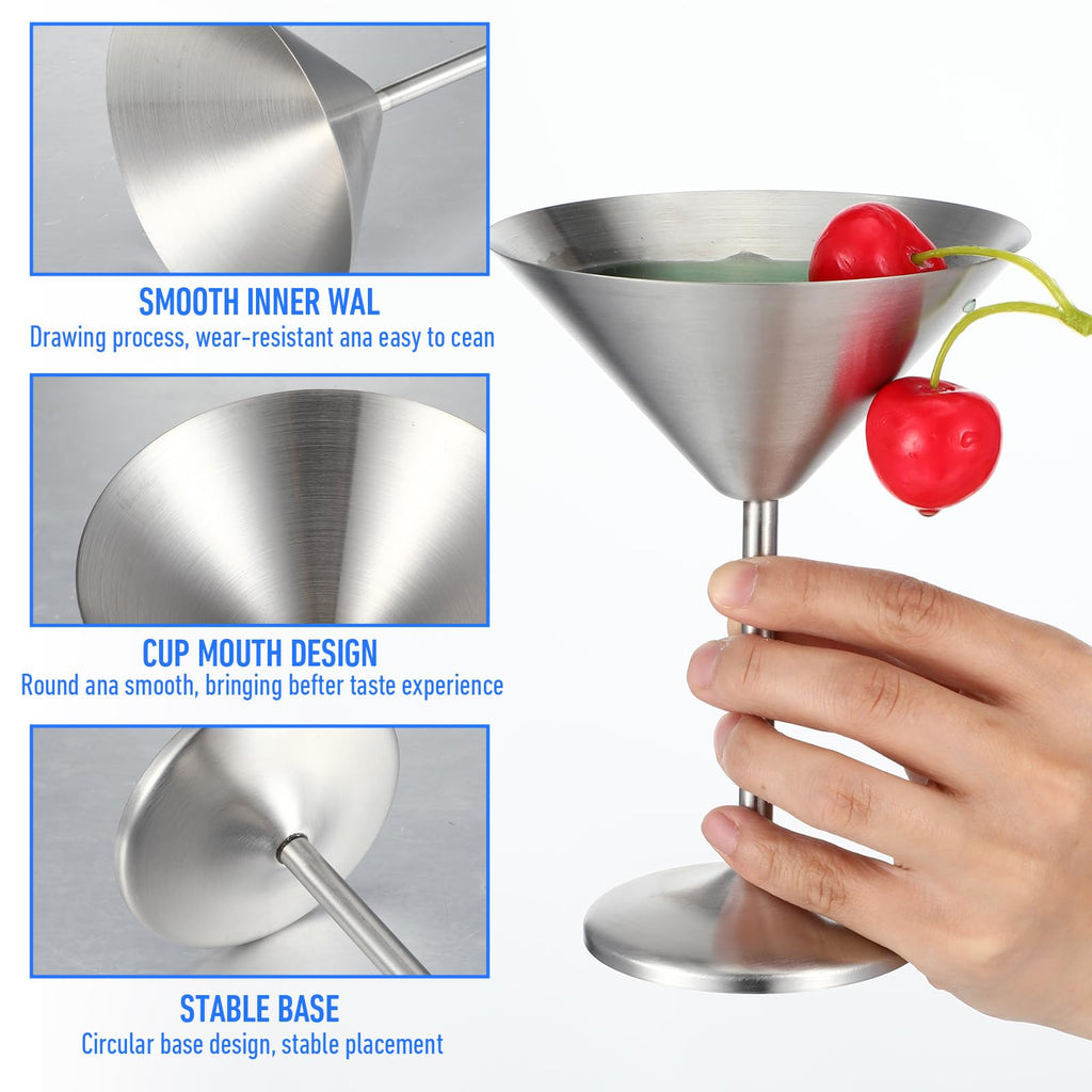 4-Pack Stainless Steel Martini Glasses 8.5oz B75983