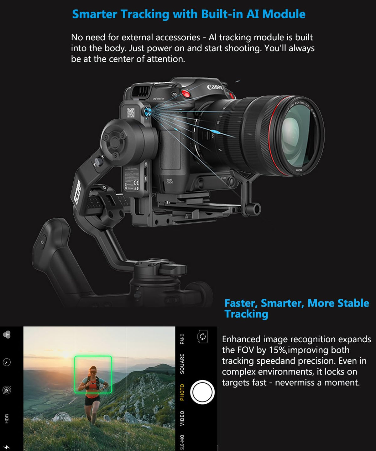 3-Axis Gimbal Stabilizer with AI Tracking and Detachable Handle S60135