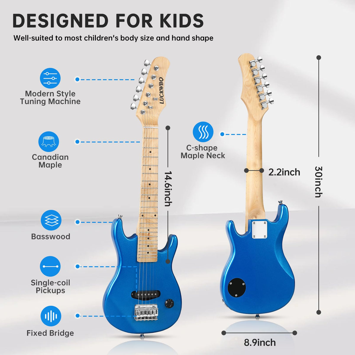 30 Inch Kids ST Style Mini Electric Guitar Beginner Kit with Amplifier A5544
