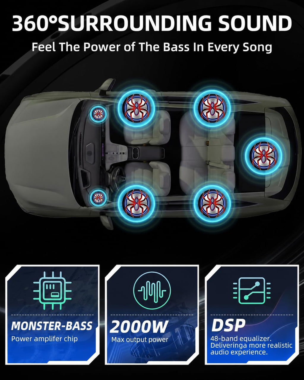 2000W 10 Inch Underseat Car Subwoofer and Amp Package M15401
