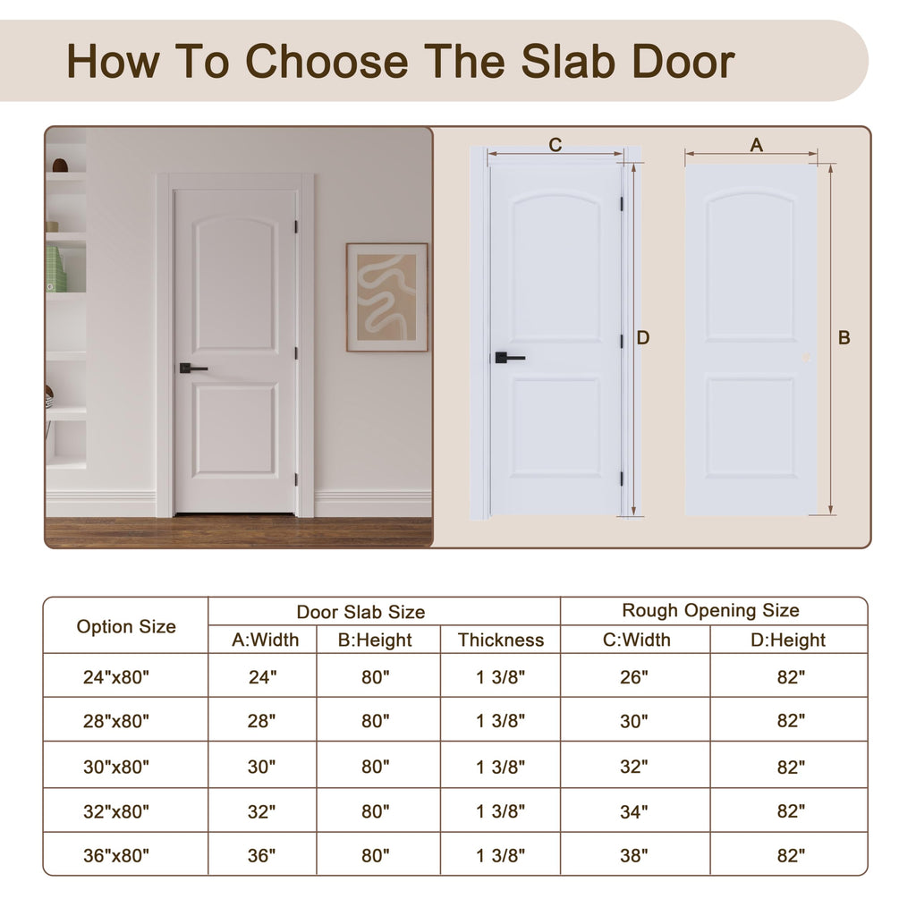 36"x80" Left-Hand Prehung Interior Door with Jamb Kit & Matte Black Hinges Z68766