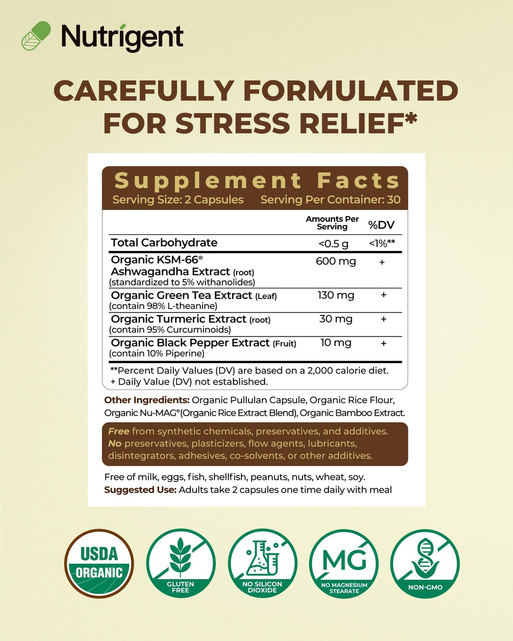 Organic Ashwagandha 600mg Capsules M38255