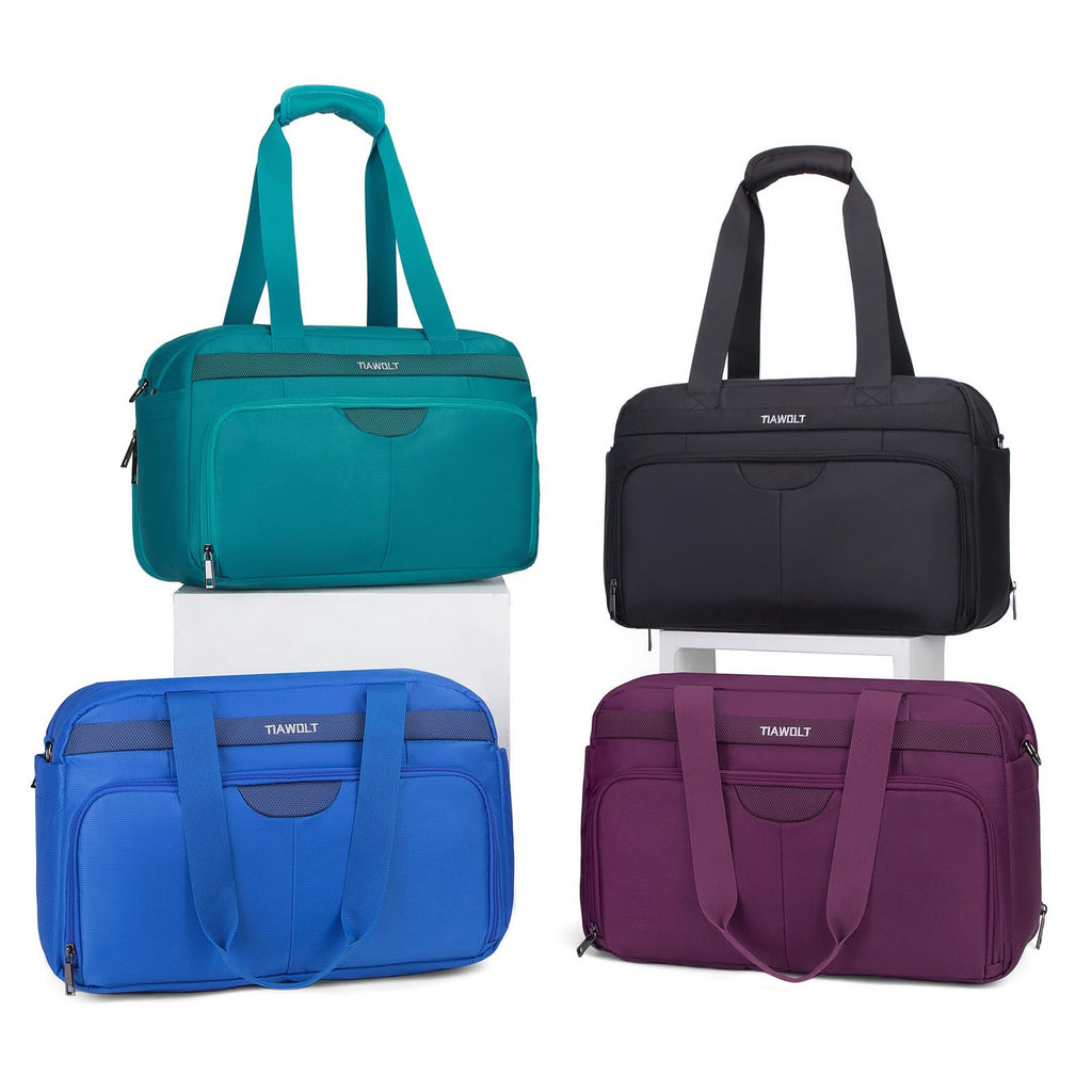 Black Expandable Carry-On Luggage Duffel Bag with Adjustable Strap P9310