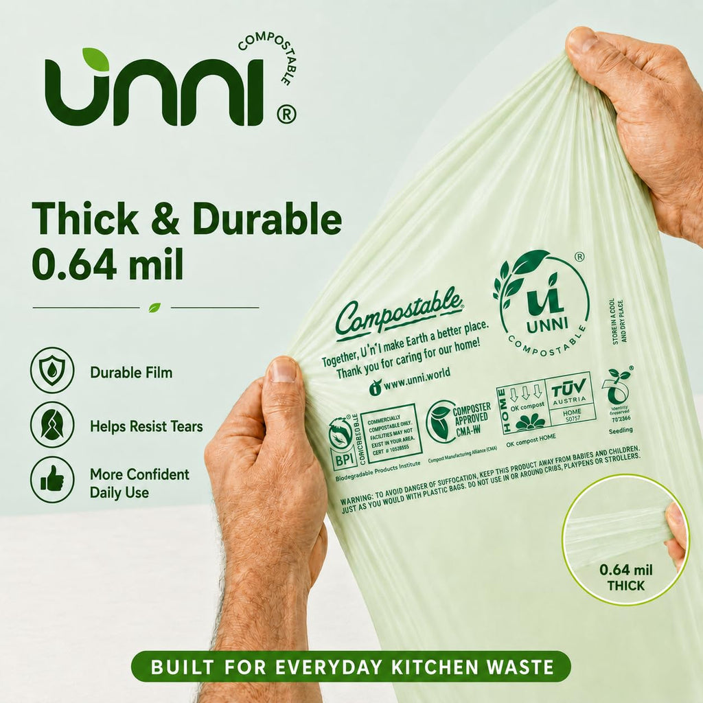 1.6 Gallon Compostable Bags with Easy-Tie Handles, 50 Count P816