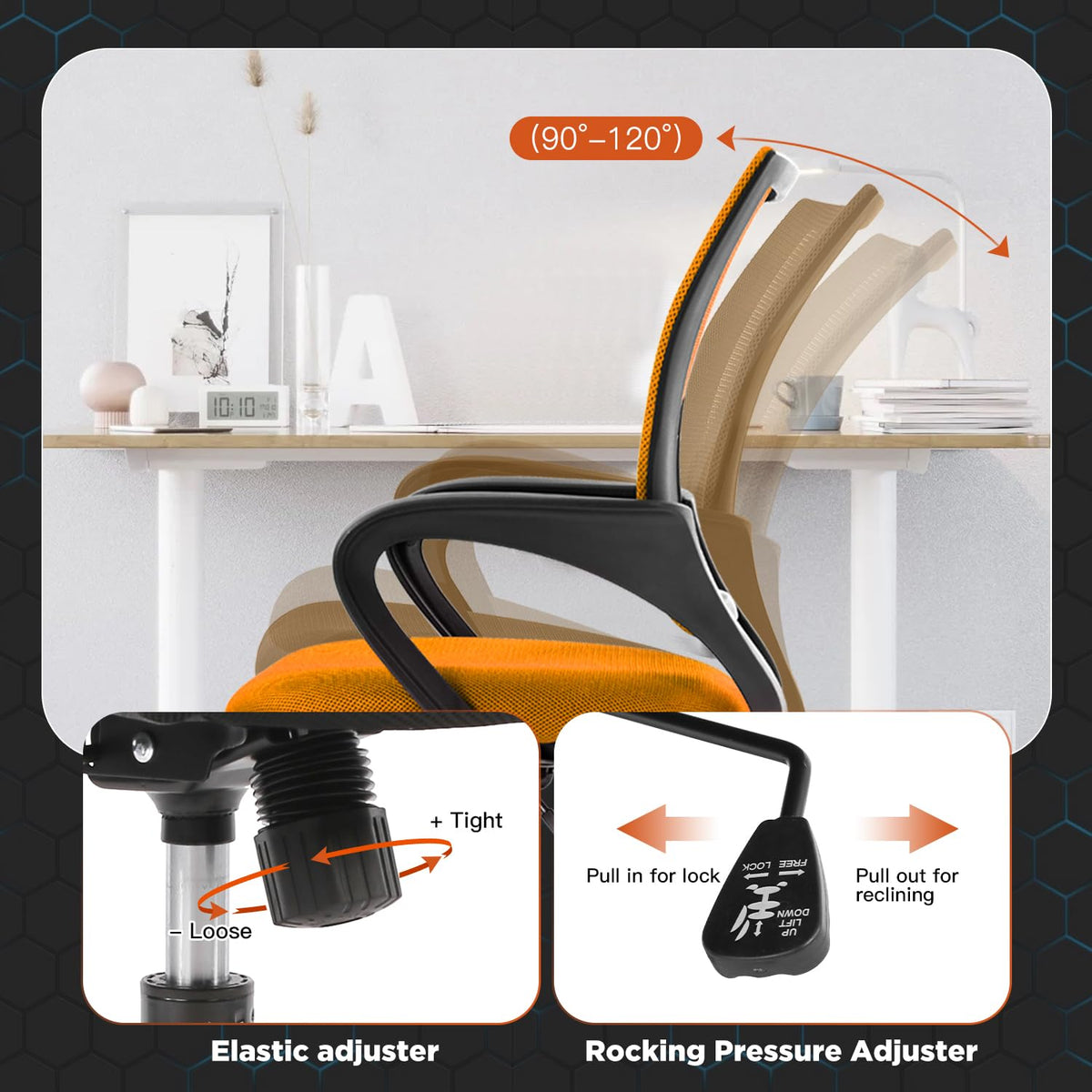Orange Mesh Ergonomic Office Chair with Lumbar Support Q21260