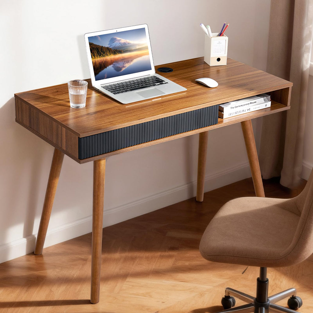 Walnut Wood Desk with Drawer K6494