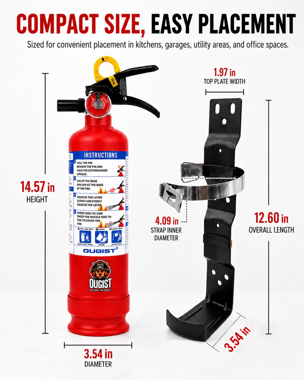 2.5 lb ABC Dry Chemical Fire Extinguisher with Wall Mount T78315