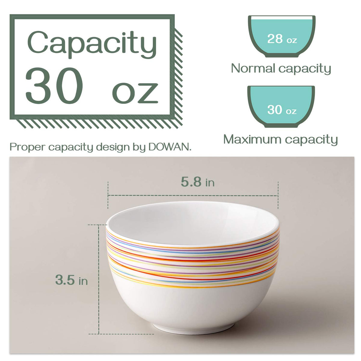 5.8" 30 Ounces Ceramic Bowls Set of 4 A2918