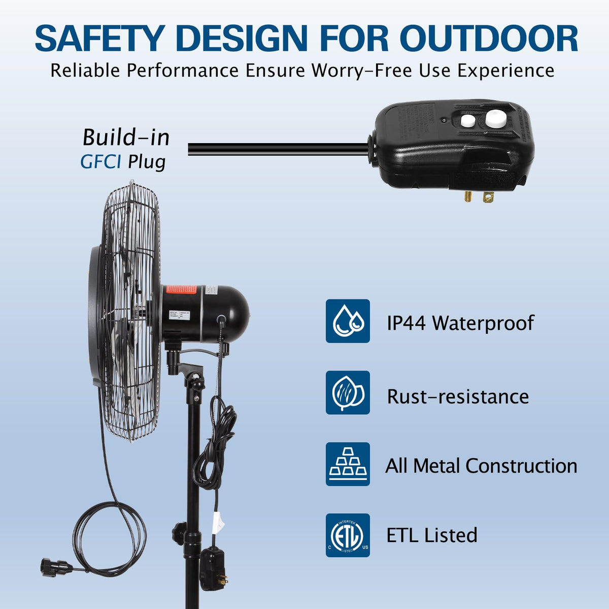 20" Outdoor Pedestal Misting Fan Y87779