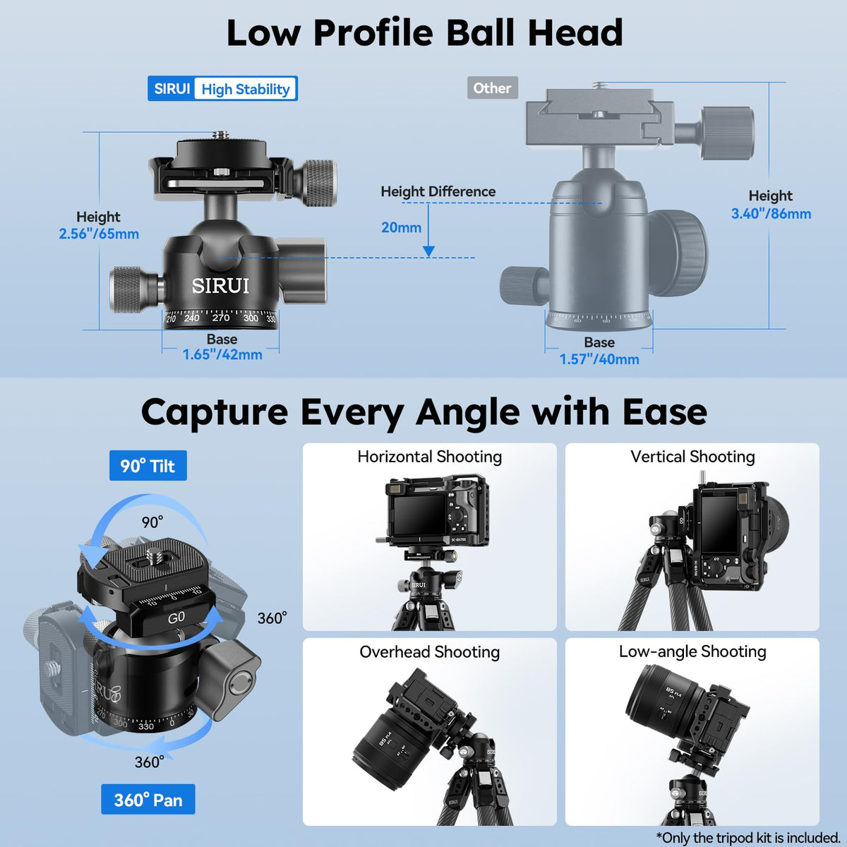 Carbon Fiber Mini Desktop Tripod with 360° Ball Head E430250