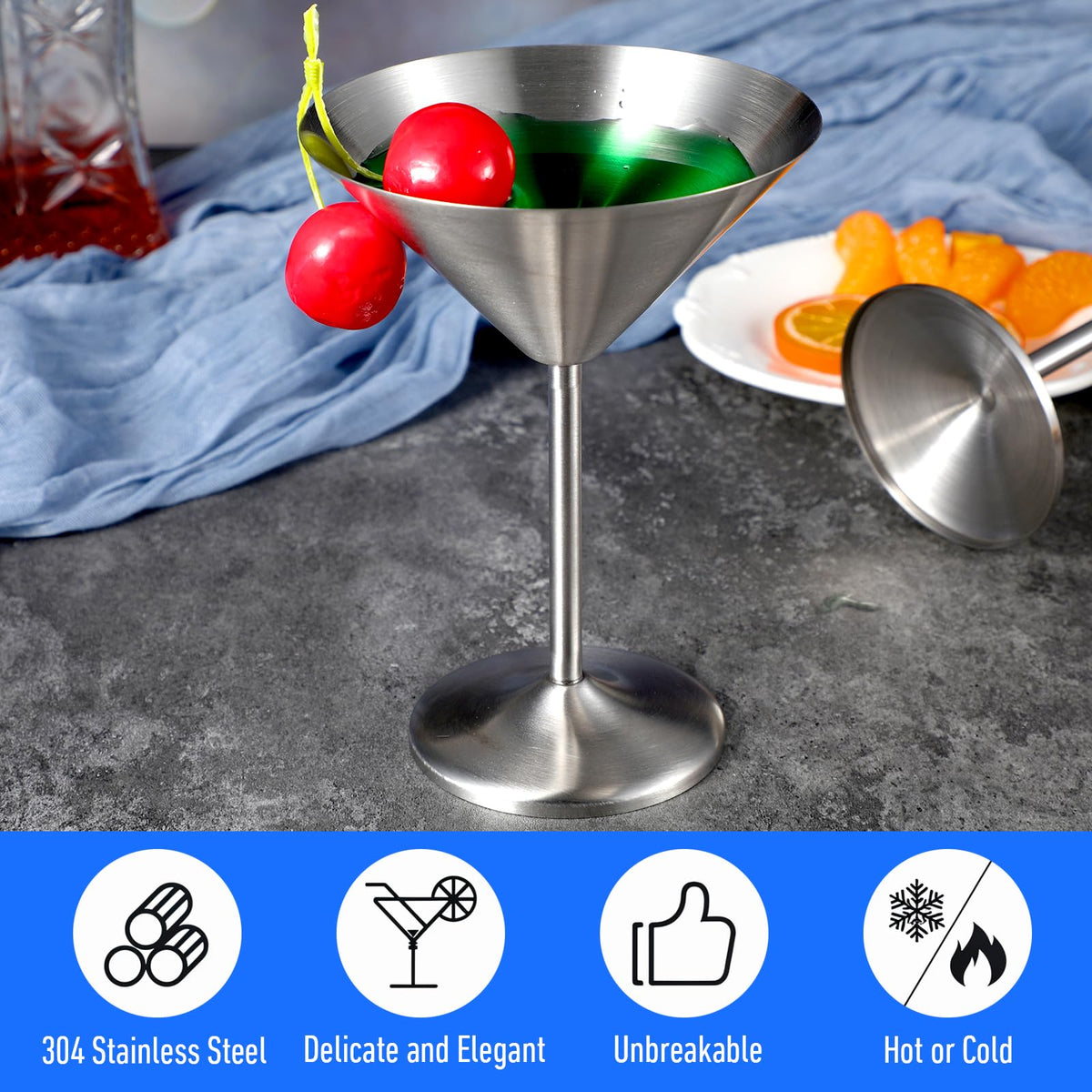 4-Pack Stainless Steel Martini Glasses 8.5oz B75983