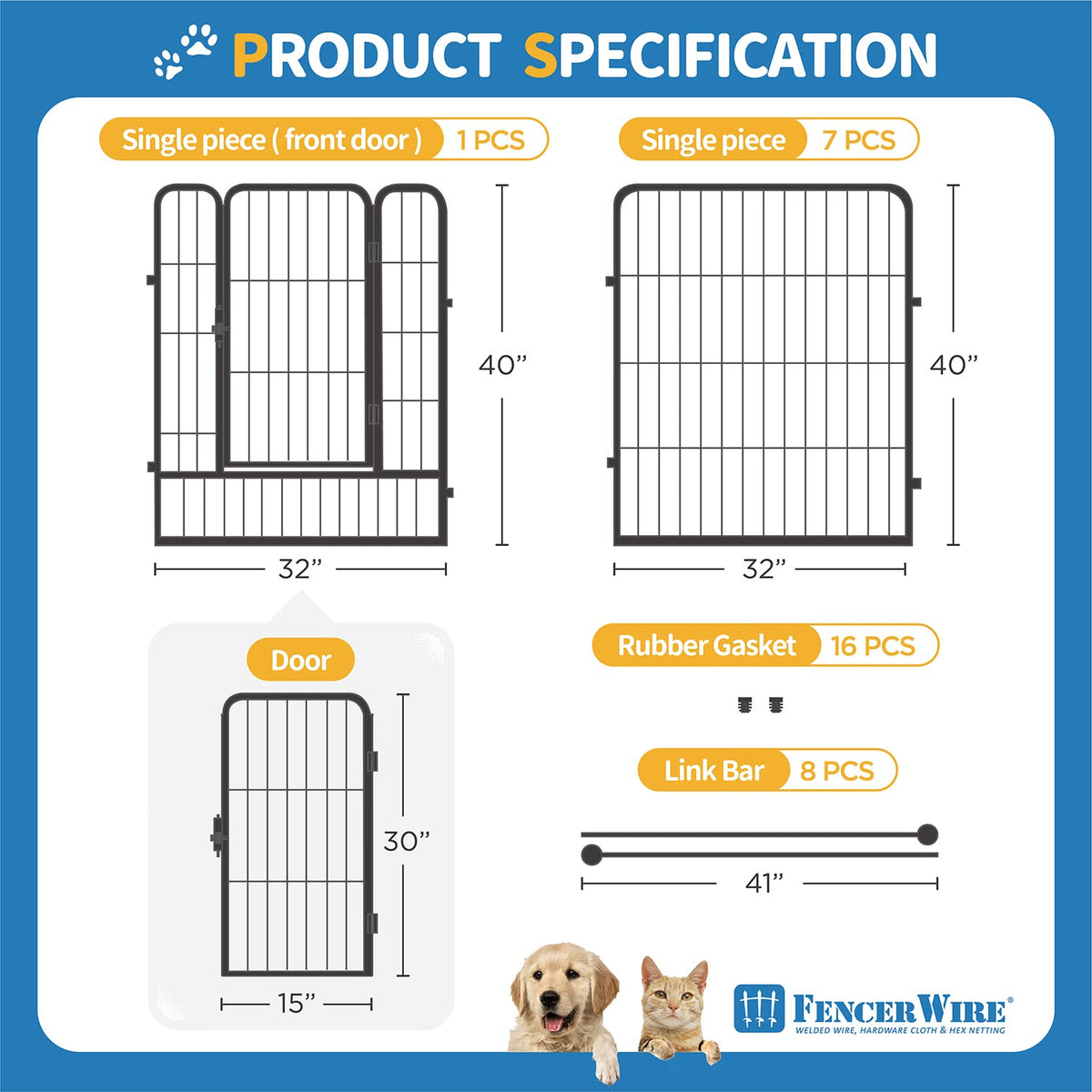 Foldable Metal Pet Playpen with Gate P87216