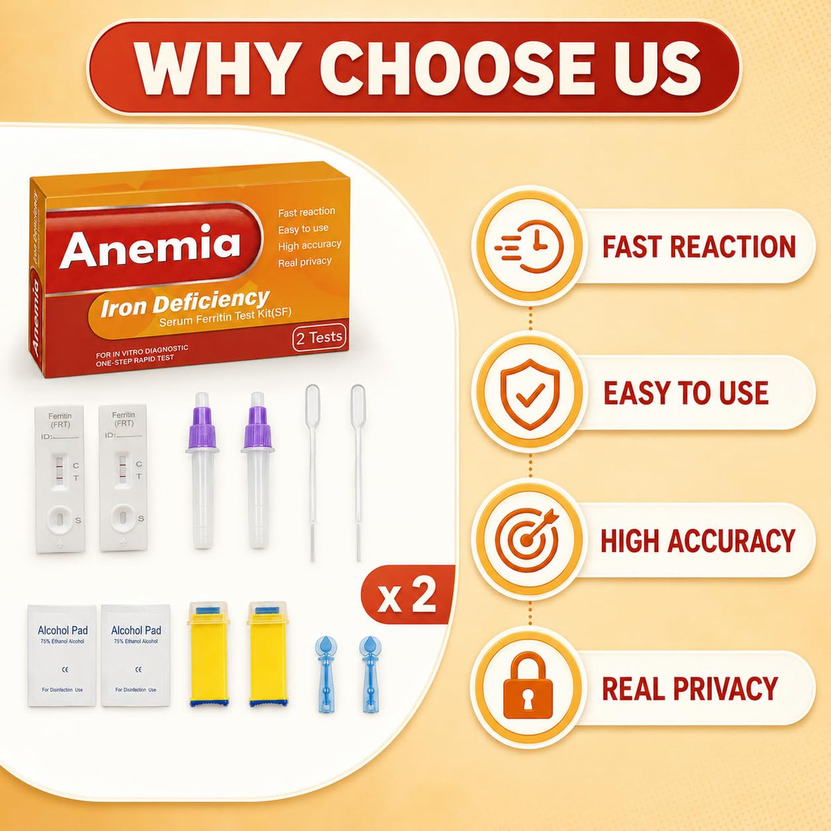 Iron Deficiency at Home Test Kit 2 Pack I66081