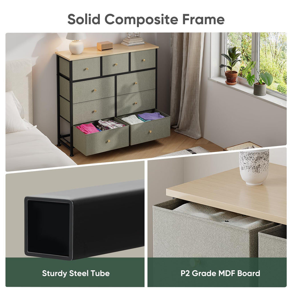 Fabric 9 Drawers Dresser S156