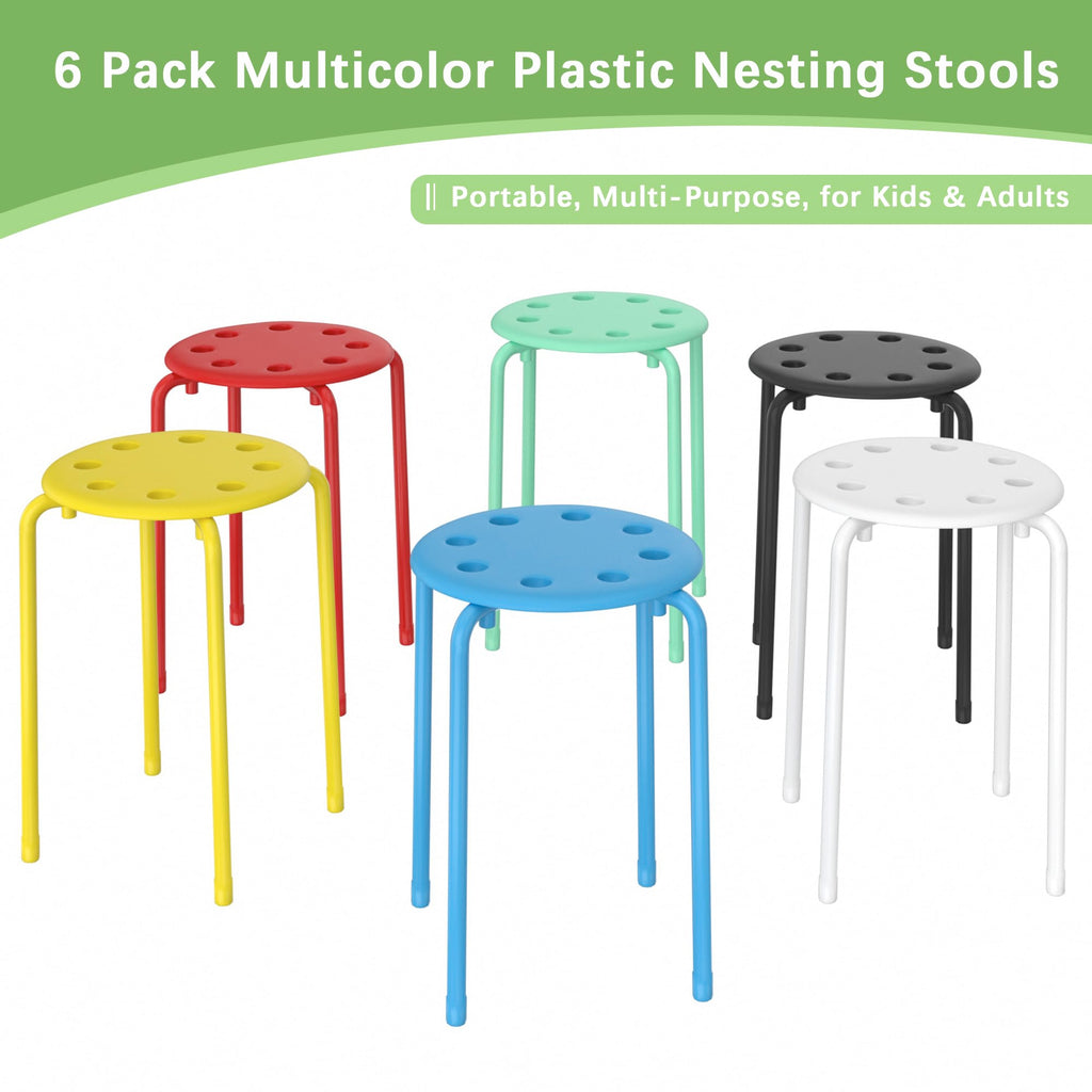 6 Piece Stacking Stools 17.7 Inch Colorful J321