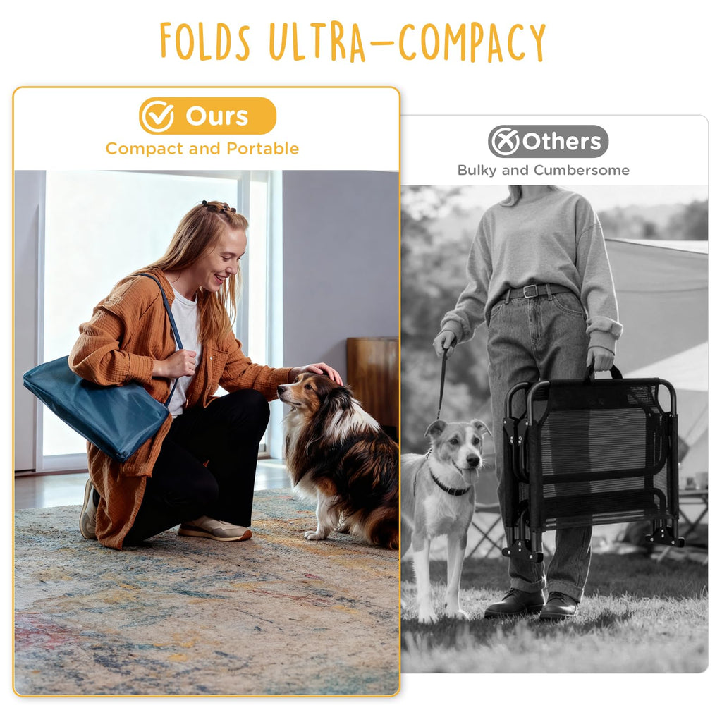 Large Elevated Dog Cot with Non-Slip Feet, Dark Blue Q46151