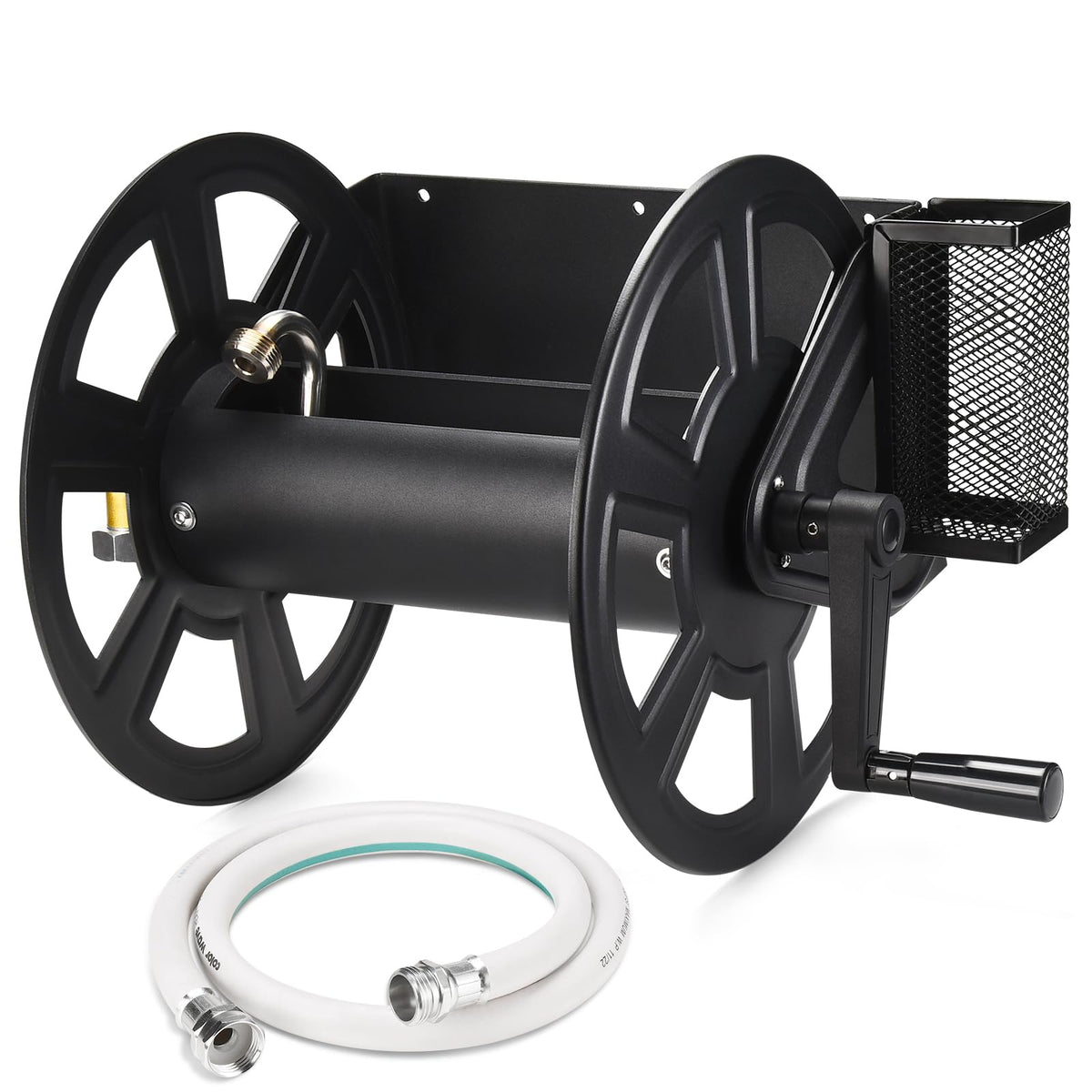 Wall Mounted Hose Reel, Holds 125ft of 5/8-Inch Hose, Black U930