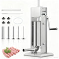 Manual Sausage Stuffer, 2 Speeds, 5 Filling Tubes, 11Lb/5L Stainless Steel B48346