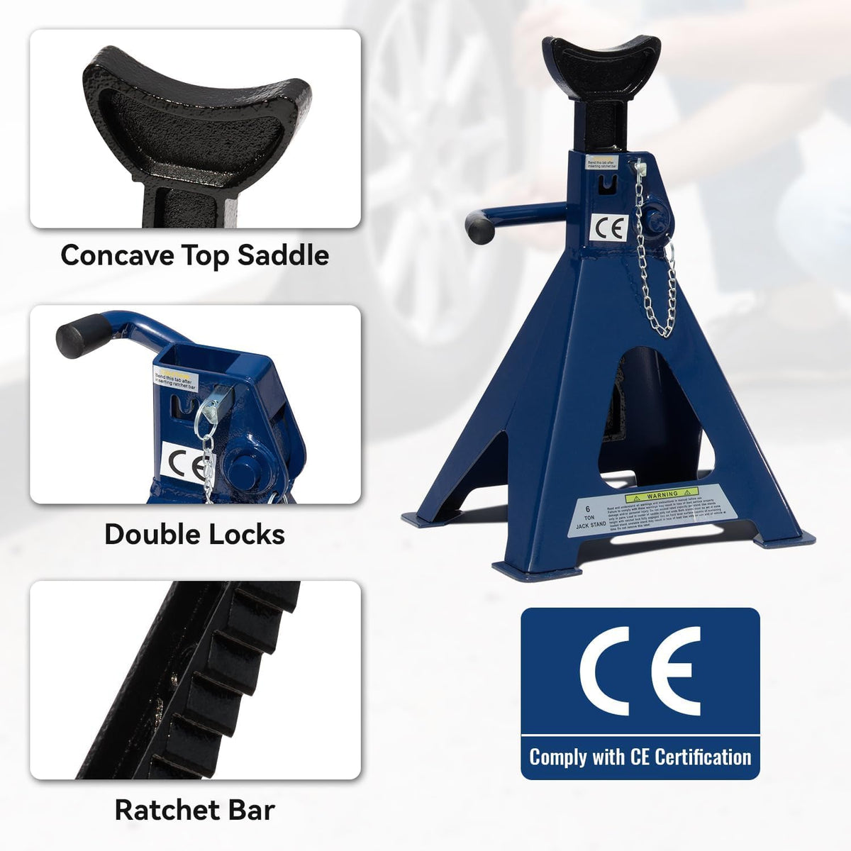 3 Ton Floor Jack & 6 Ton Jack Stands Q9955