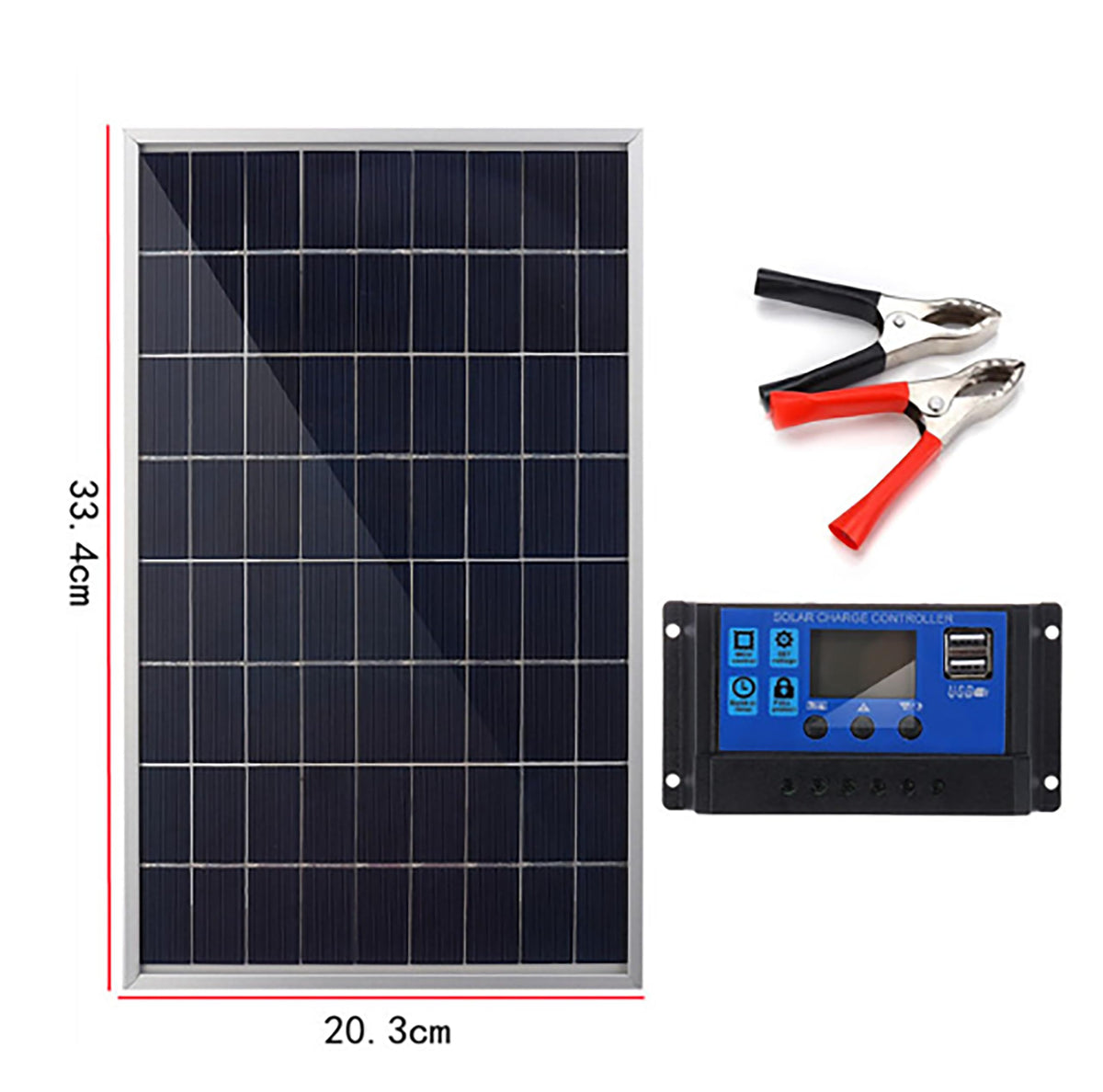 10W 12V Monocrystalline Solar Panel Kit with 10A Charge Controller W2908