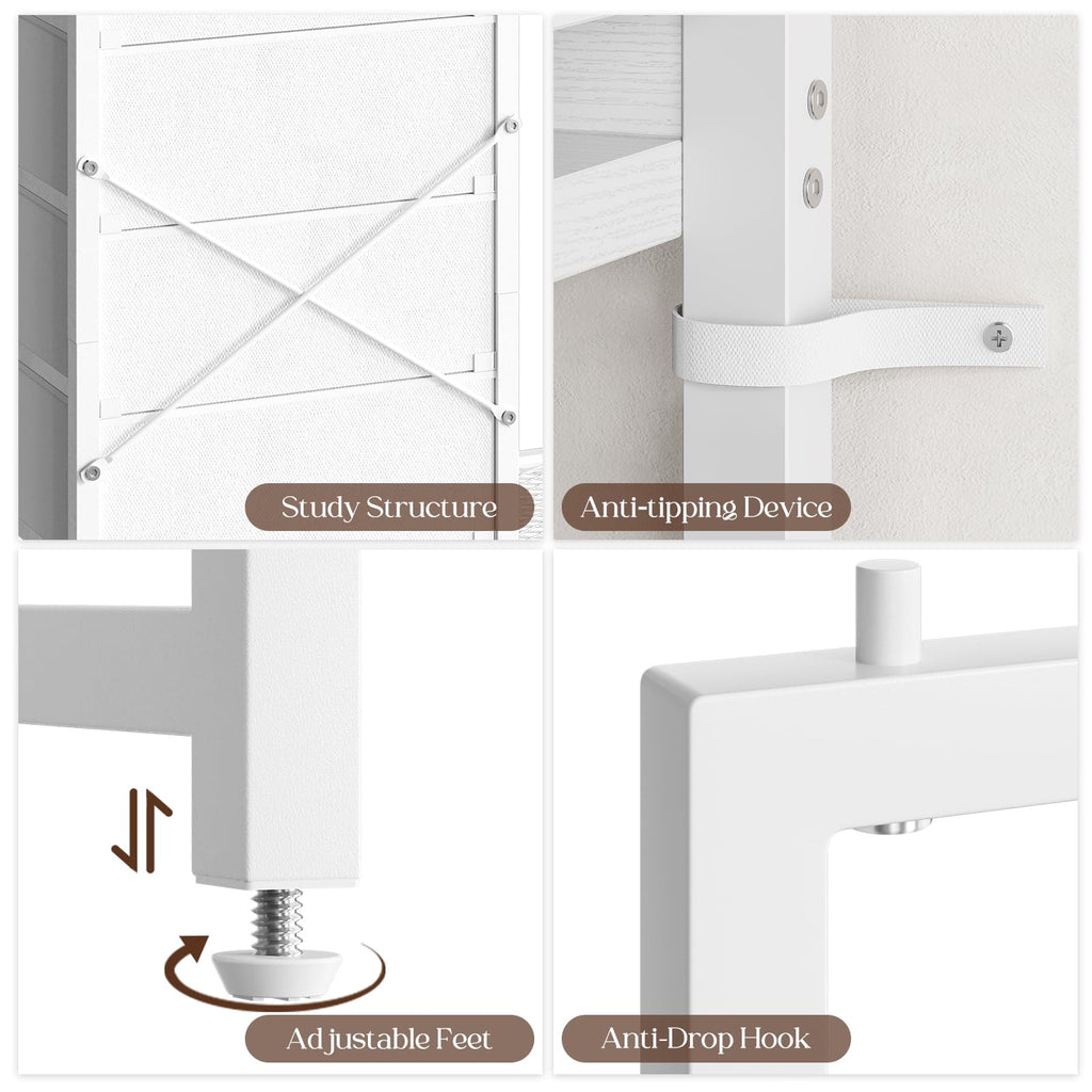 White 4 Drawer Dresser with Hanging Rack I785623
