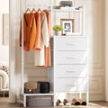 White 4 Drawer Dresser with Hanging Rack I785623