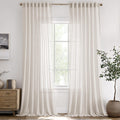 Natural White Semi Sheer Linen Curtains 120 inch 2 Panels S27964