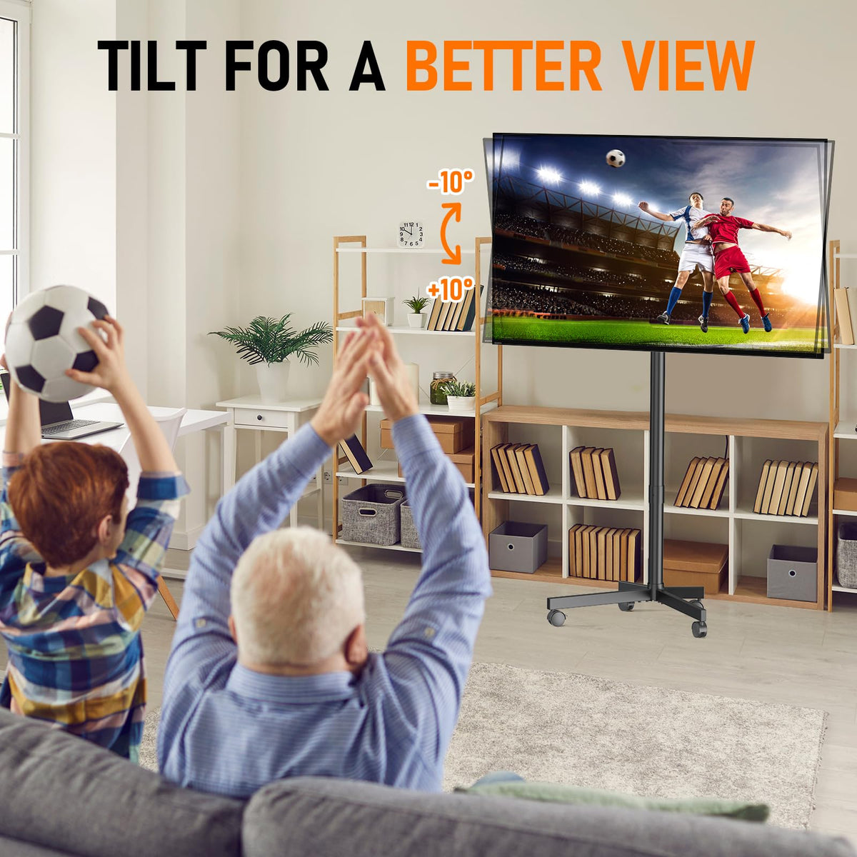 Rolling TV Stand with Locking Wheels, Black G96410