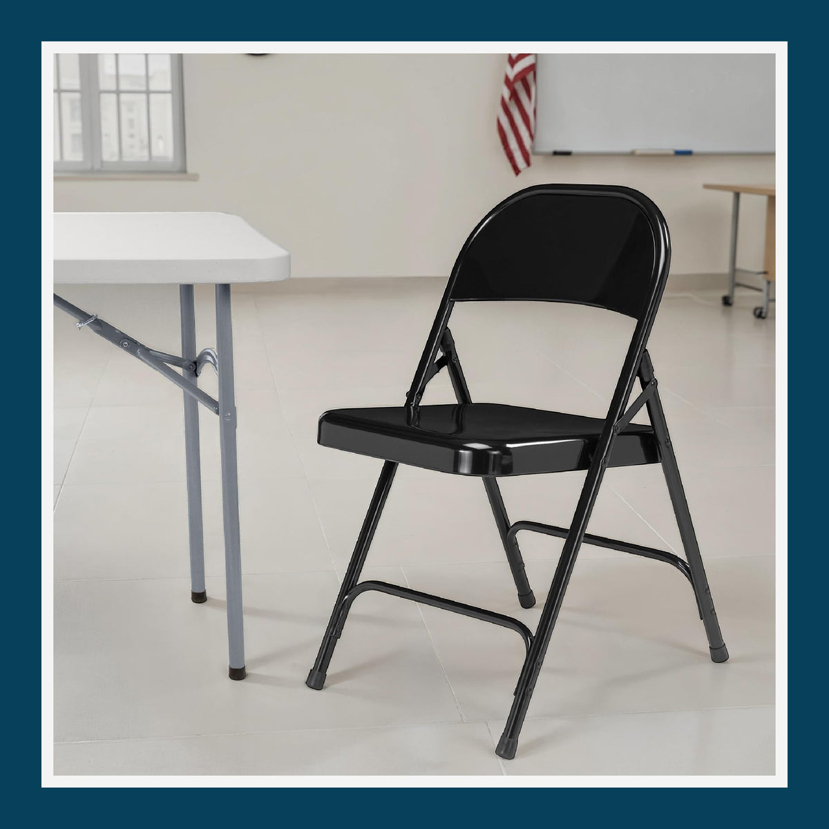 Black Steel Folding Chairs 4-Pack Q358