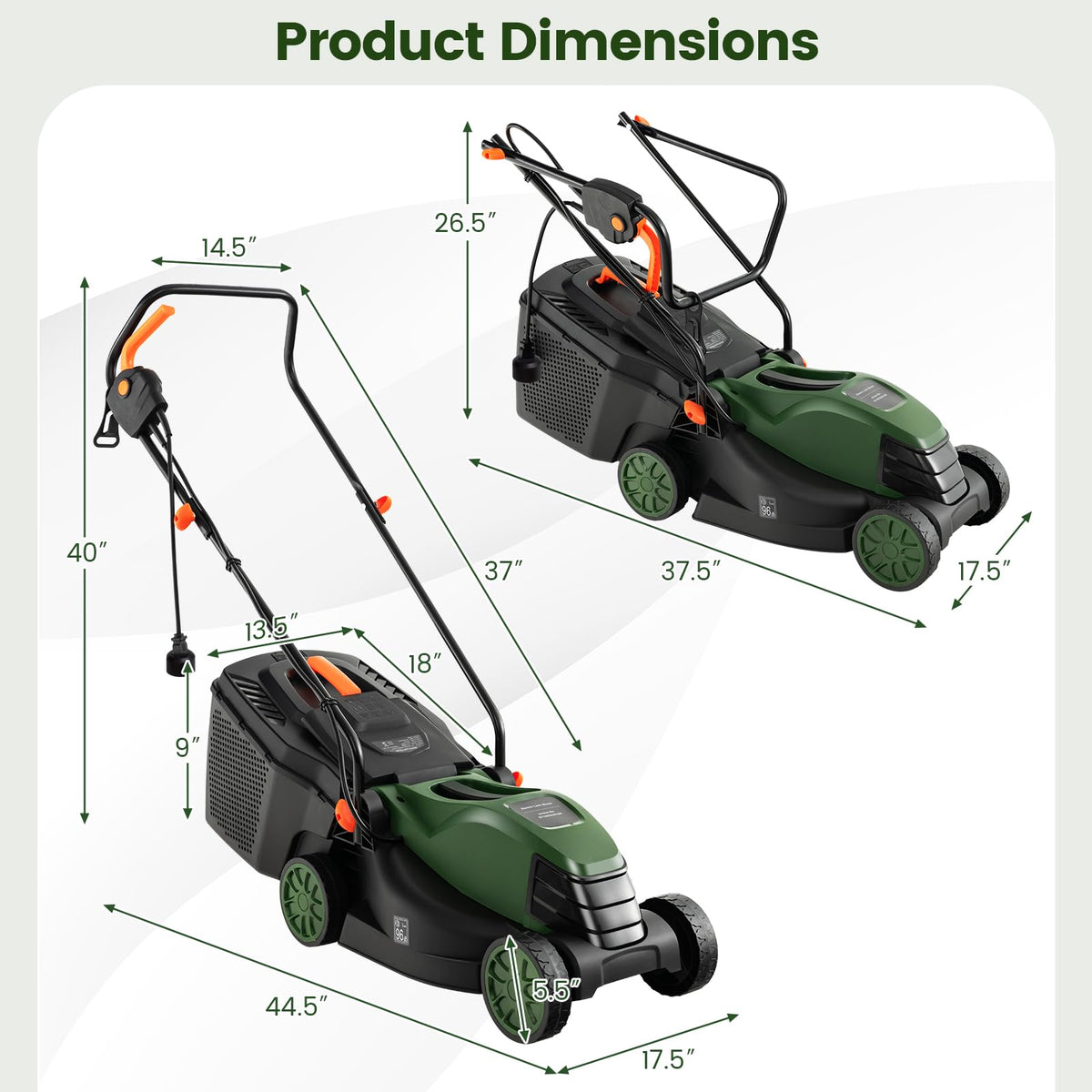 14" Corded Electric Push Lawn Mower with Grass Collection Box Q149037
