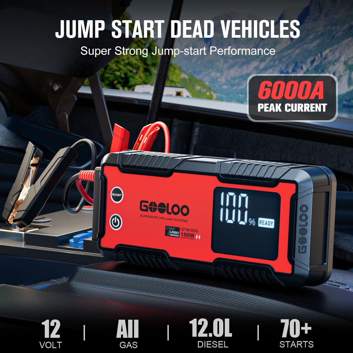6000A 12V Jump Starter with 100W Fast Charge H540