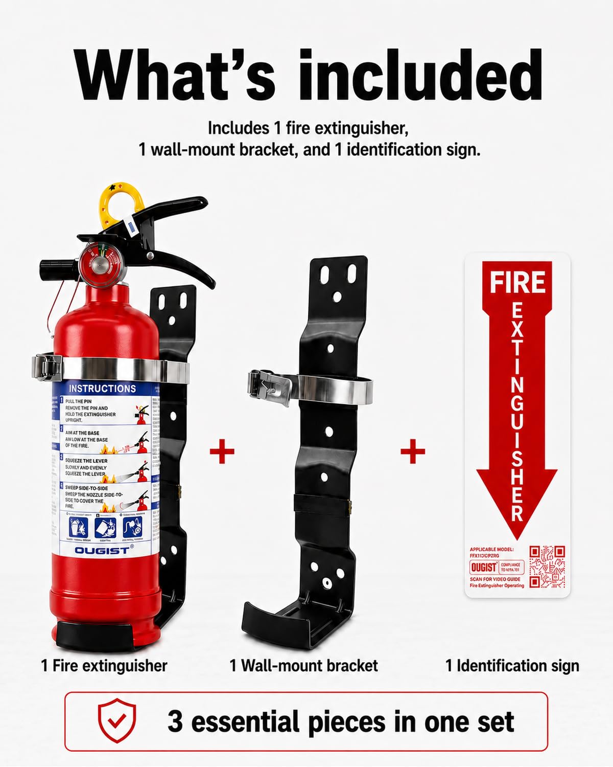 2.5 lb ABC Dry Chemical Fire Extinguisher with Wall Mount T78315
