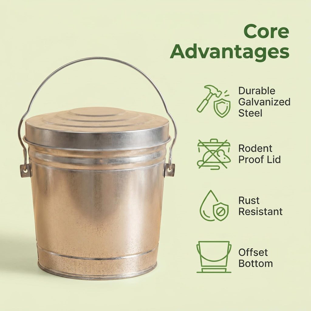 Galvanized Steel 6 Gallon Trash Can with Locking Lid T13401