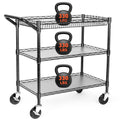 Heavy Duty 3 Tier Rolling Utility Cart with Wheels, Black I412715