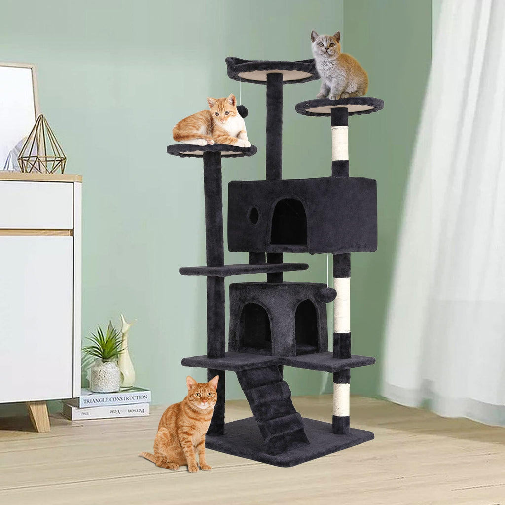 70 Inch Multi-Level Cat Tree with Scratching Post, Condo, Plush Perch K301