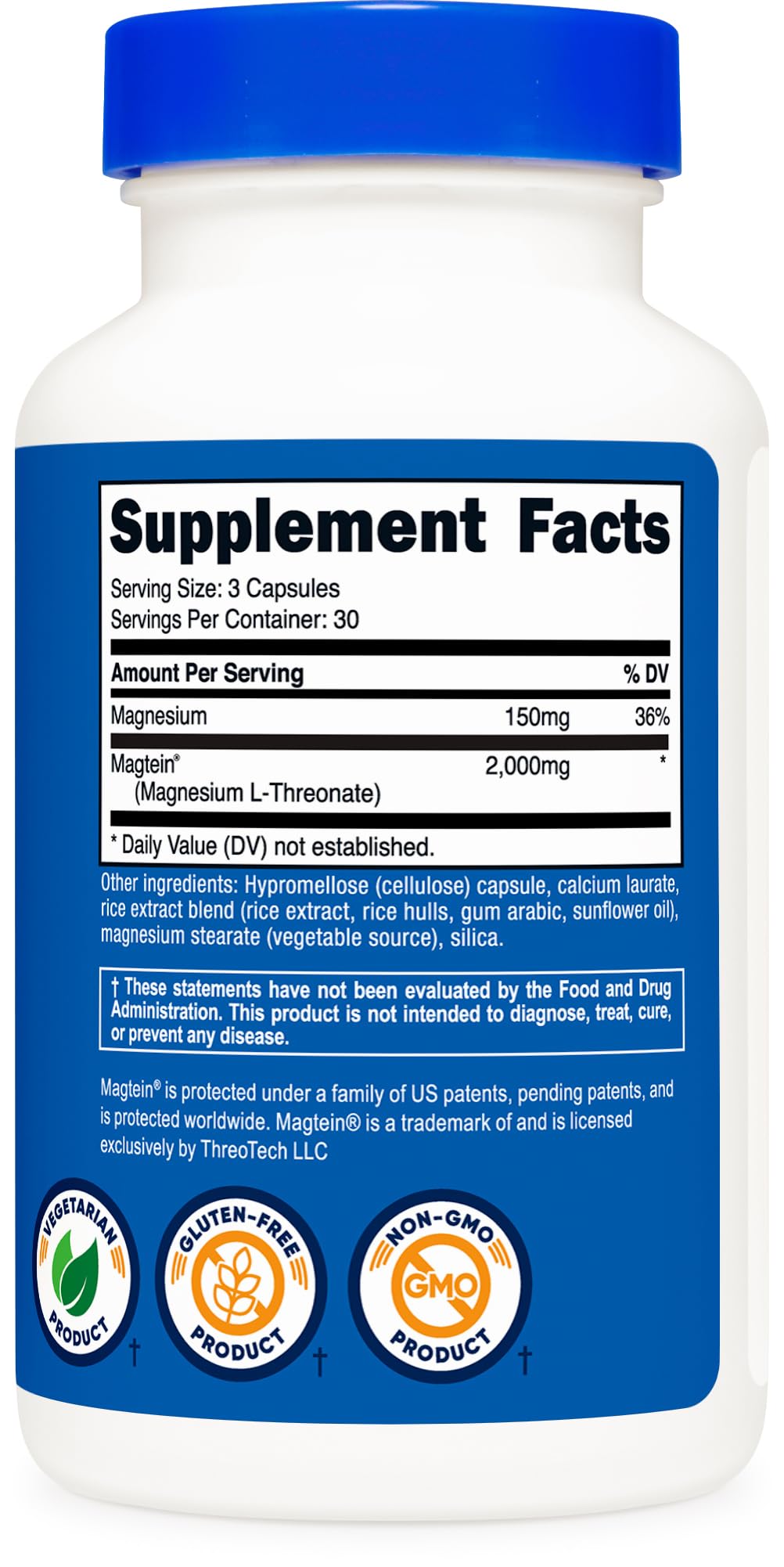 Magnesium L-Threonate 2,000mg 90 Capsules O45384