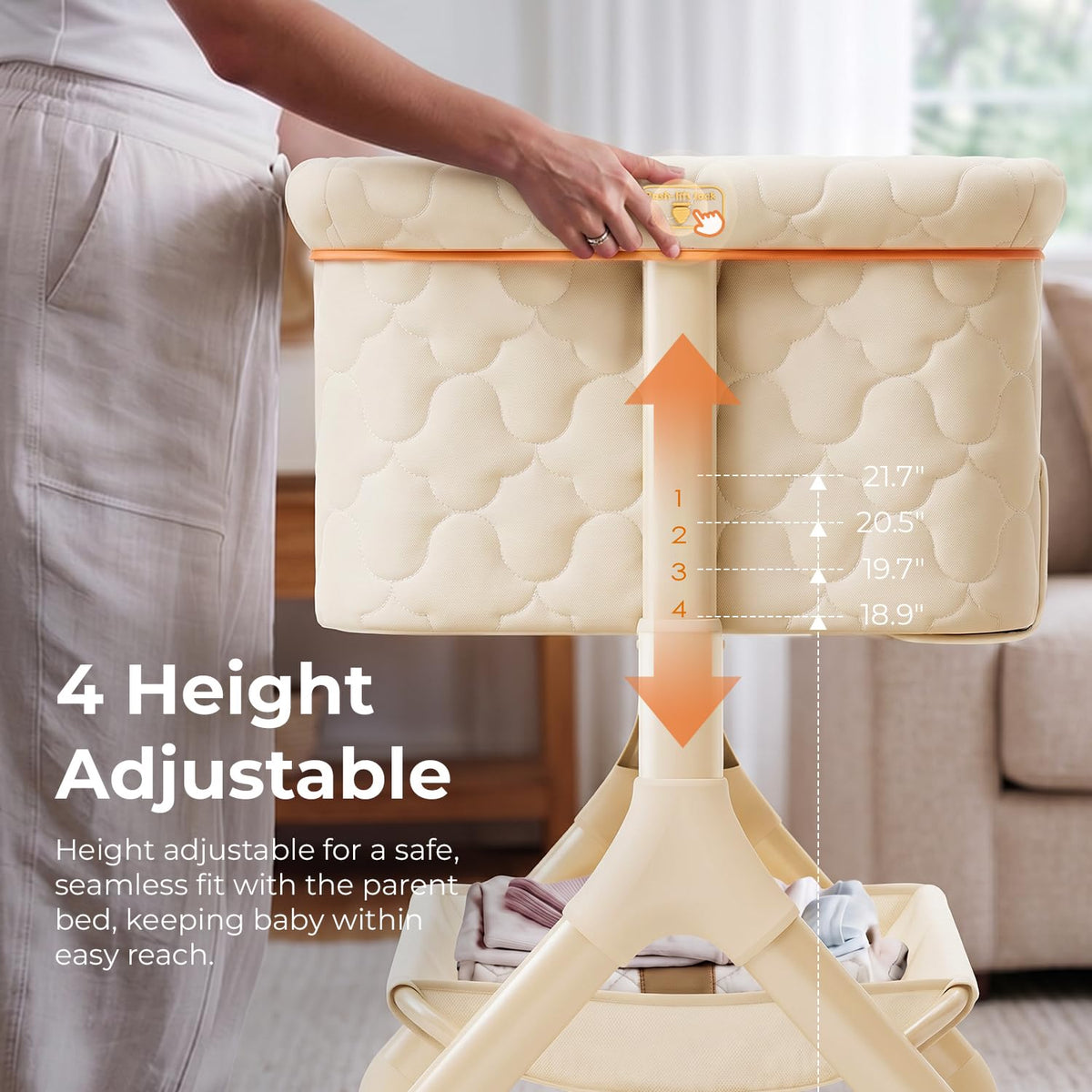 Beige 3-in-1 Foldable Baby Bassinet with Wheels F33314
