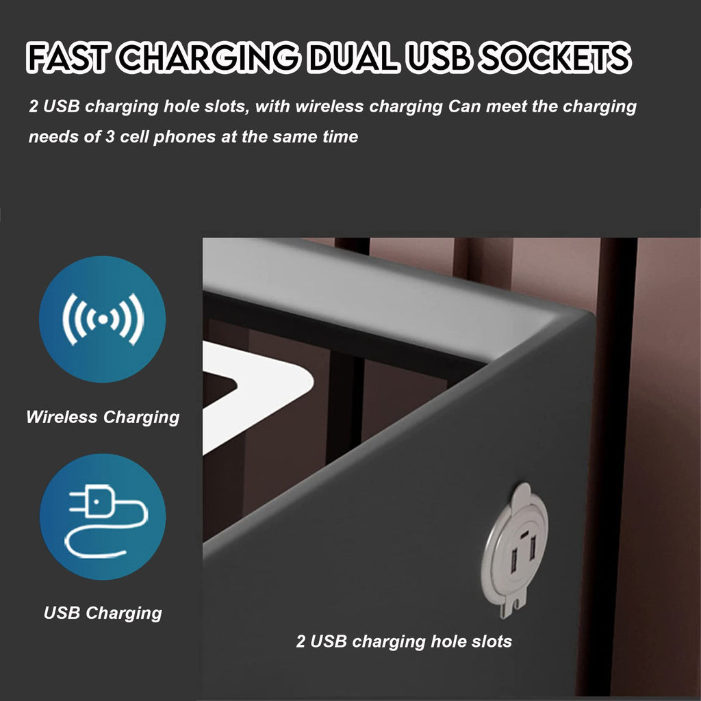 Pink 3 Drawer Nightstand with Charging Station and Speakers L9820