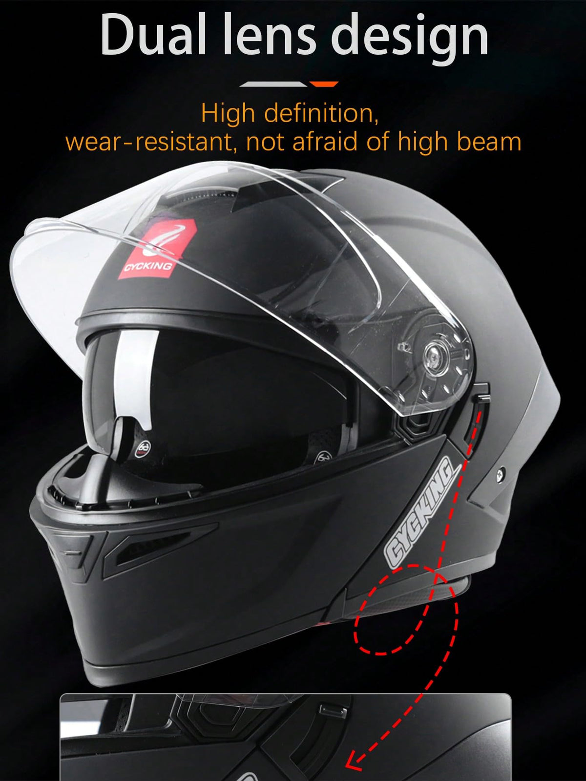 Modular Flip Up Full Face Motorcycle Helmet with Dual Visor M1054