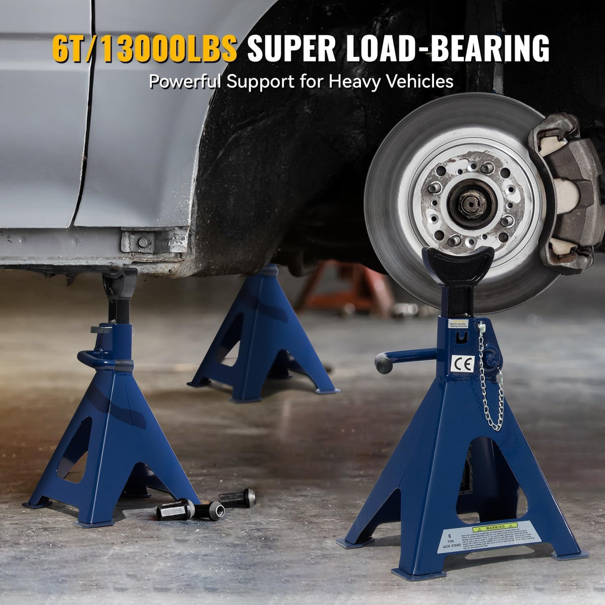 3 Ton Floor Jack & 6 Ton Jack Stands Q9955