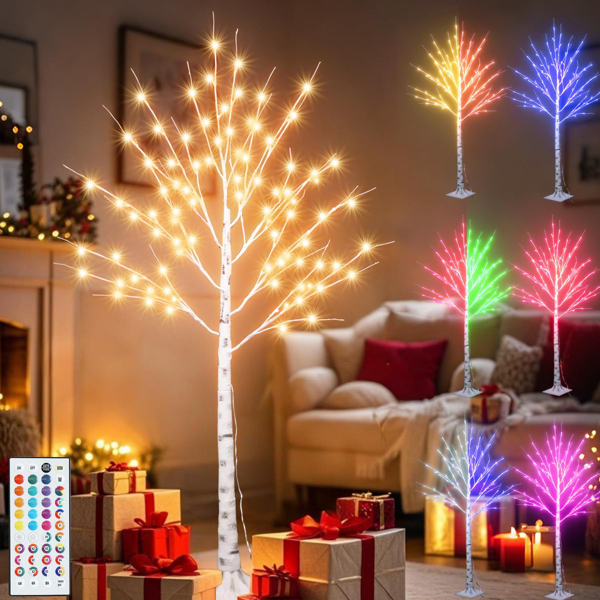 5 ft RGB Lighted Birch Tree U678