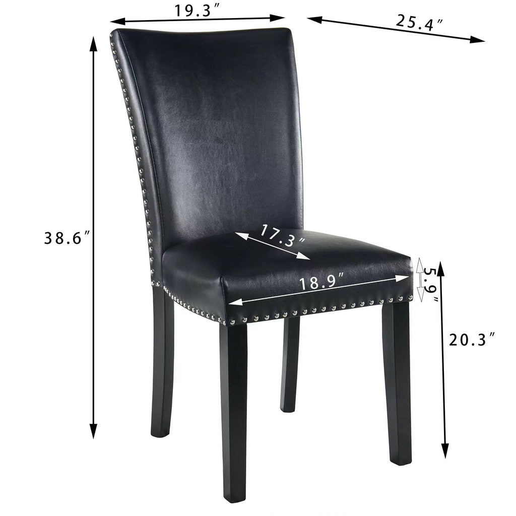 Black PU Leather Upholstered Dining Chairs Set of 2 W5281