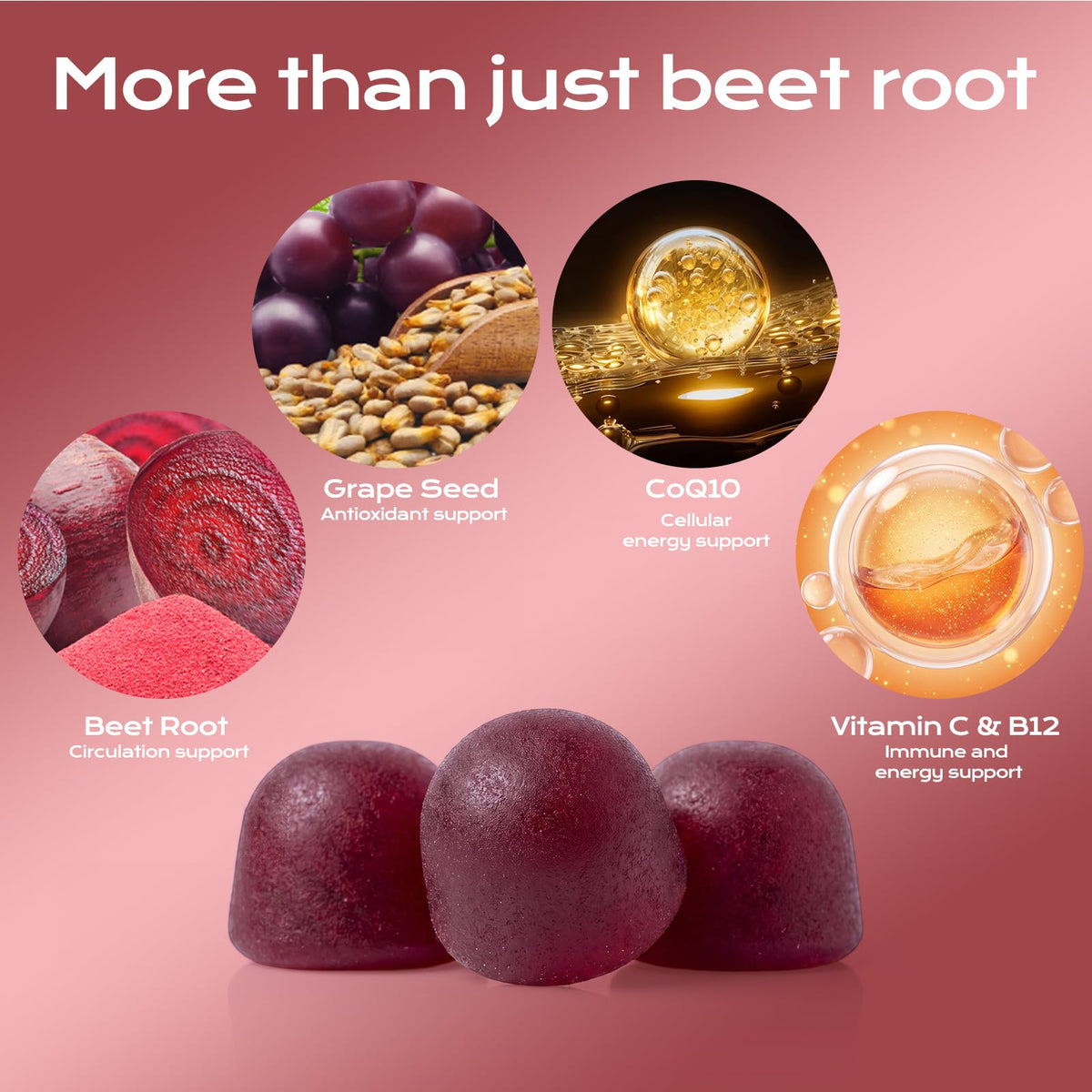 Beet Root Gummies with Grape Seed & CoQ10 N628