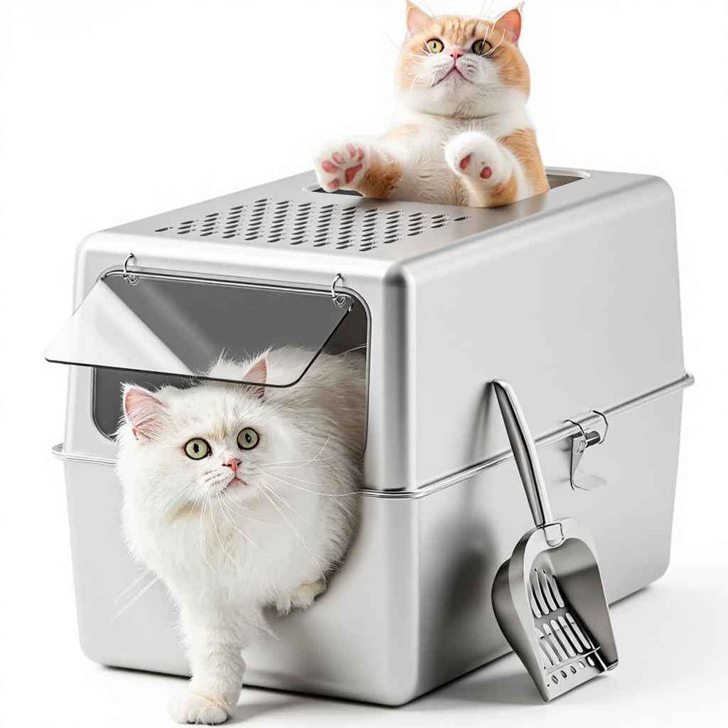 Enclosed Stainless Steel Cat Litter Box with Lid B5969
