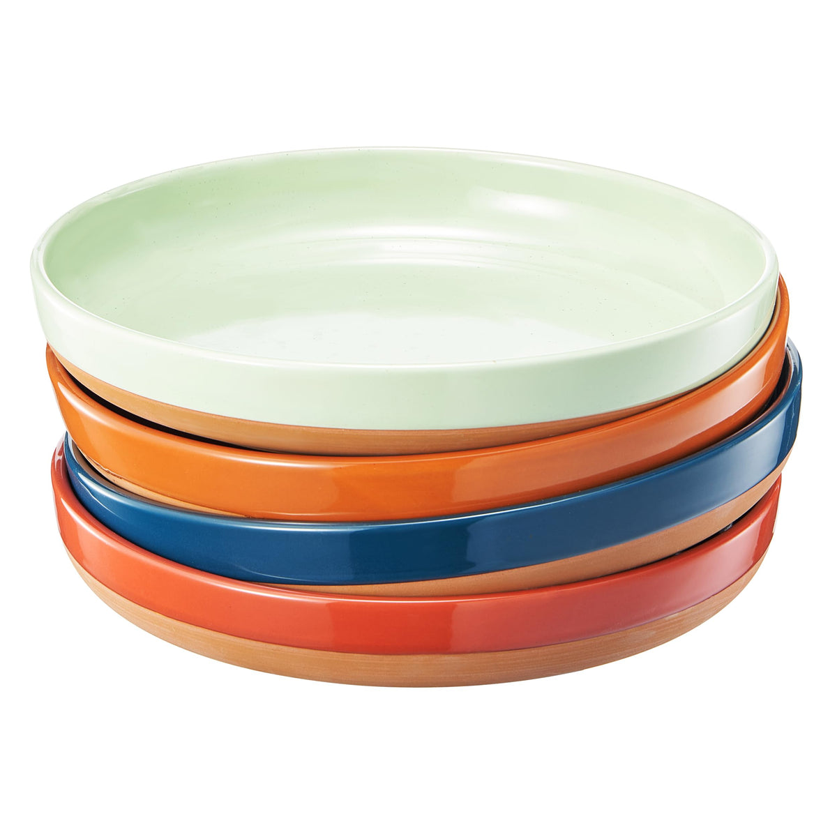 Ceramic Flat Pasta Bowl Plate Set of 4, 35oz Microwave Safe M82230